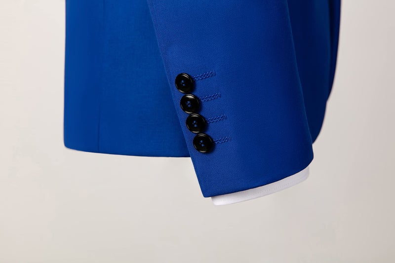 UNINUKOO Mens Suit Slim Fit 1 Button 2 Piece Wedding Party Holiday Solid Color Tux Suits for Men US Size 32 Colored Blue - Image 4
